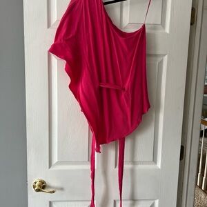 Trina Turk Pink Camisole with Tie Front and Asymmetrical Design
